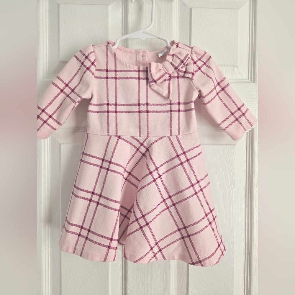 Janie and Jack Pink and Plum Dress with  3/4 Sleeves 24M